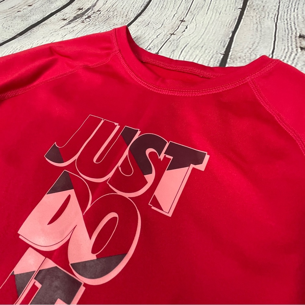 NIKE Pro red long sleeve thermal fleece lined crew neck logo top, size M - Picture 8 of 16